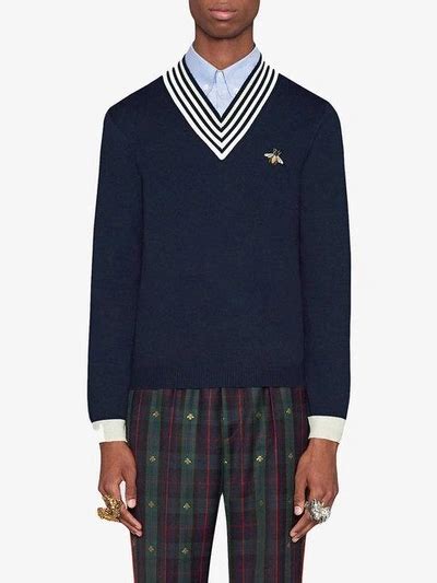 gucci knitted wool sweater|gucci bee embroidered sweater.